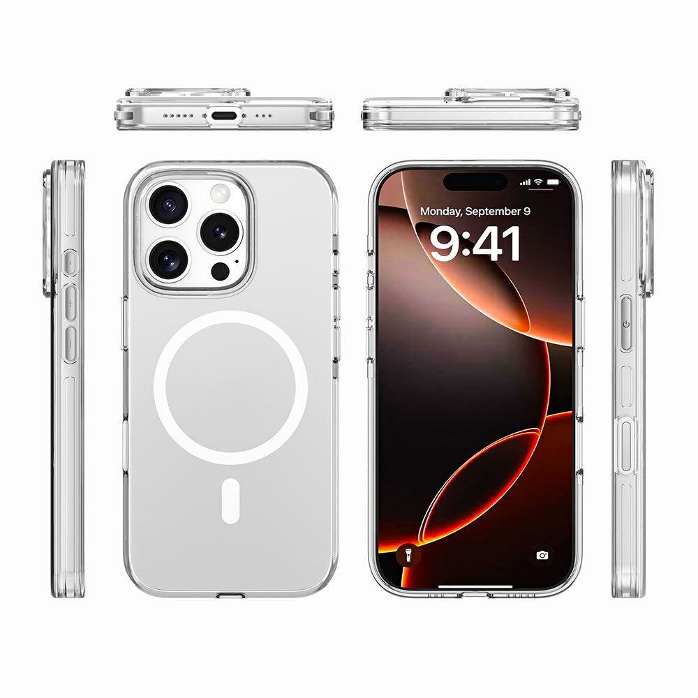 Apple iPhone 16 Pro Case M-safe Charging Feature Camera Protection Zore Crypto Transparent Cover