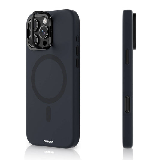 Apple iPhone 16 Pro Kılıf M-safe Şarj Özellikli Kamera Standlı Youngkit Bitty Cream Kapak Mavi