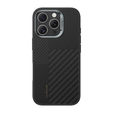 Apple iPhone 16 Pro Kılıf M-safe Şarj Özellikli Karbon Fiber Benks Montage Hybrid ArmorPro Kevlar Kapak Siyah