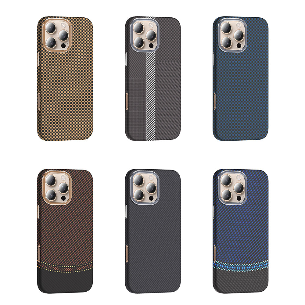 Apple iPhone 16 Pro Case M-safe Charging Feature Carbon Fiber Look Zore Gros Cover Gray-Black