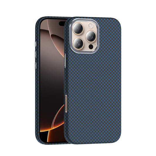 Apple iPhone 16 Pro Case M-safe Charging Feature Carbon Fiber Look Zore Gros Cover Navy Blue
