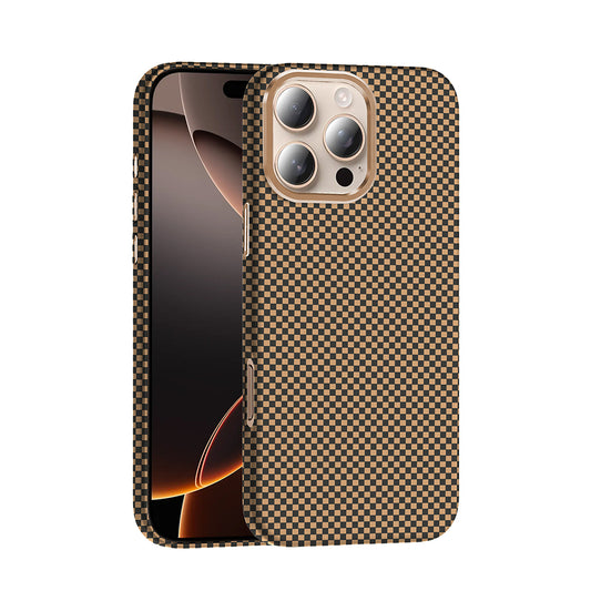 Apple iPhone 16 Pro Case M-safe Charging Feature Carbon Fiber Look Zore Gros Cover Desert Titanium