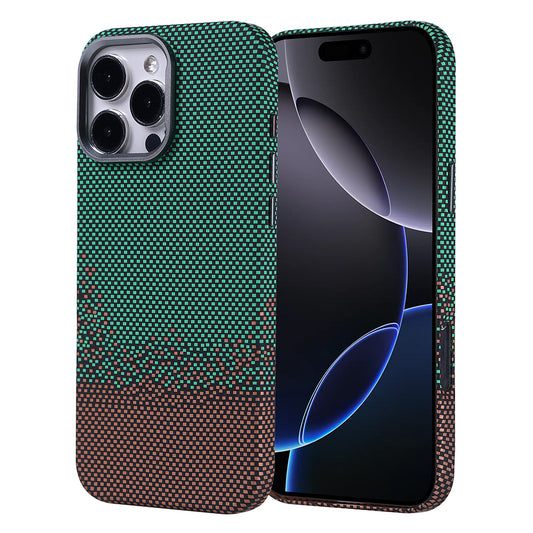 Apple iPhone 16 Pro Case M-safe Charging Feature Carbon Fiber Look Zore Nekst Cover Green