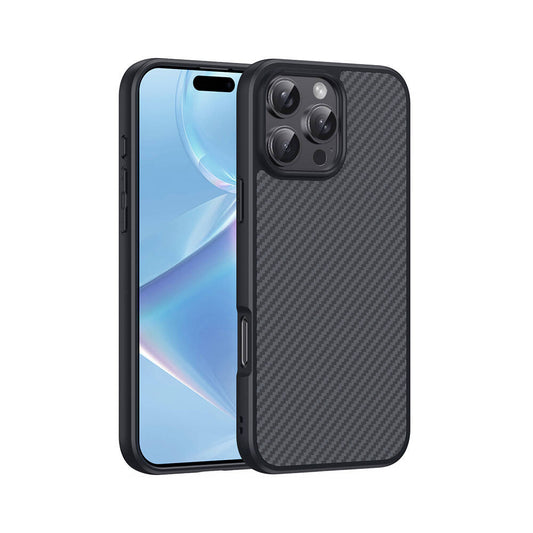 Apple iPhone 16 Pro Case with M-safe Charging Function Carbon Fiber Design Zore Elnino Cover Black