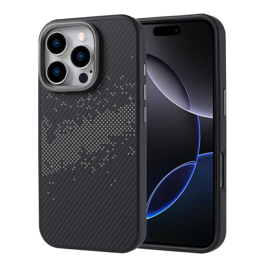 Apple iPhone 16 Pro Case M-safe Charging Feature Carbon Fiber Design Zore Vave Cover Gray