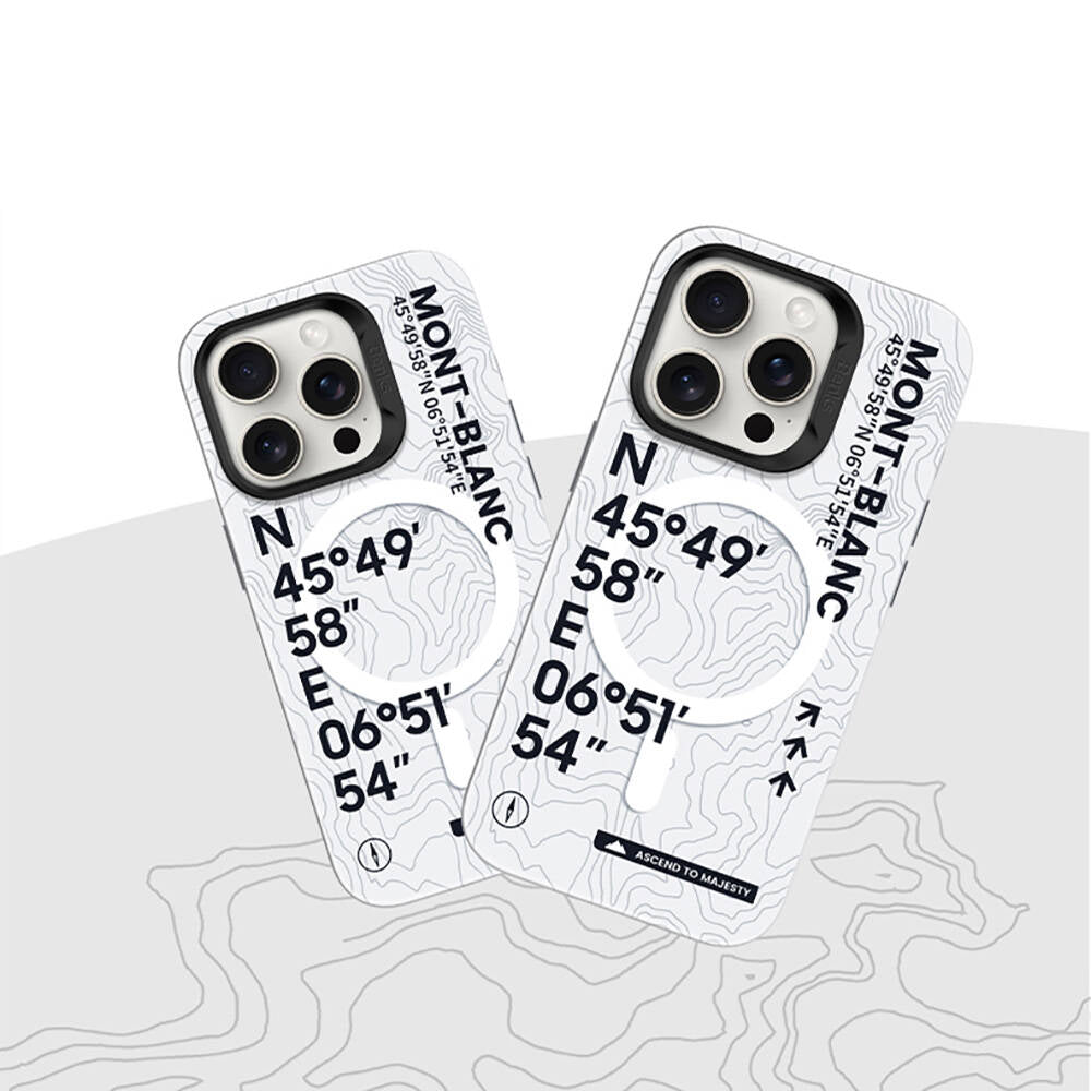 Apple iPhone 16 Pro Case M-safe Charging Feature Coordinate Text Patterned Benks Summit Series Cover White