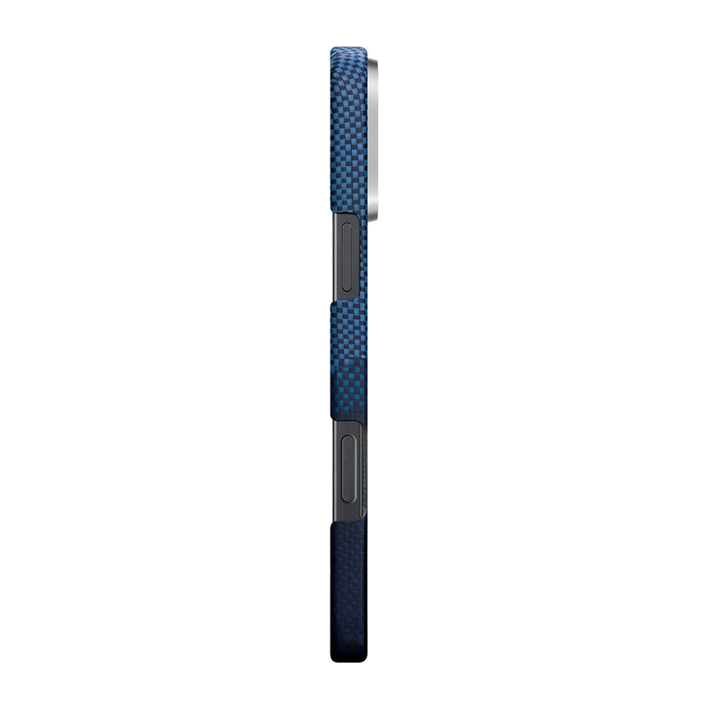Apple iPhone 16 Pro Case M-safe Charging Feature Lumintex Technology Phosphorescent Feature Aramid Fiber Pitaka Tactile Woven Starpeak Series Over The Horizon Cover Blue