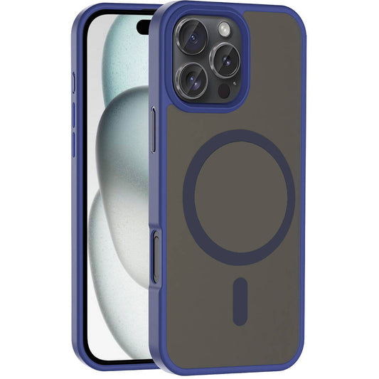 Apple iPhone 16 Pro Case M-safe Charging Feature Matte Back Surface Zore Sio Cover Navy Blue