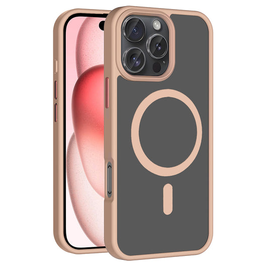 Apple iPhone 16 Pro Case M-safe Charging Feature Matte Back Surface Zore Sio Cover Rose Gold