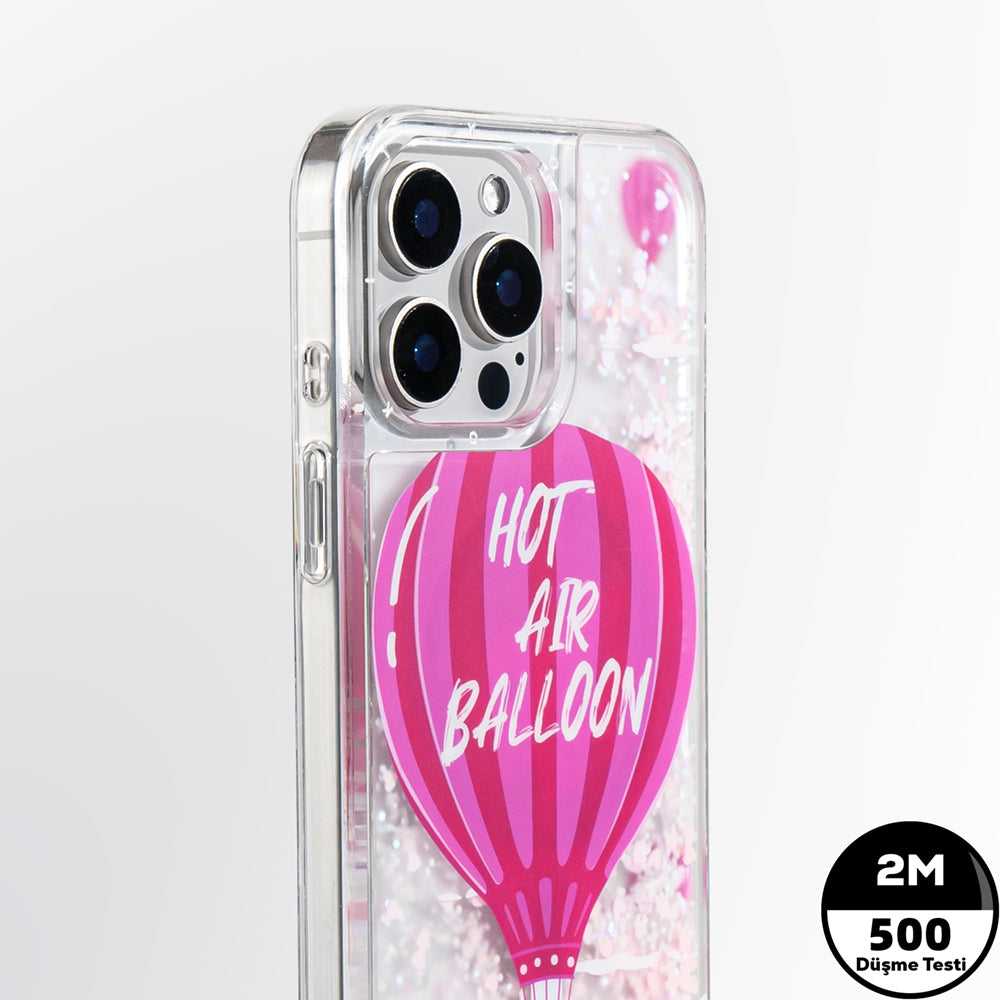 Apple iPhone 16 Pro Kılıf M-safe Şarj Özellikli Parlak Kumlu Sıvılı Youngkit Pink Dream Quicksand Serisi Kapak Pembe