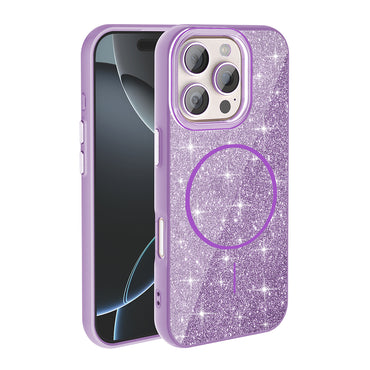 Apple iPhone 16 Pro Case M-safe Charging Feature Shining Glitter Zore Oxo Cover White