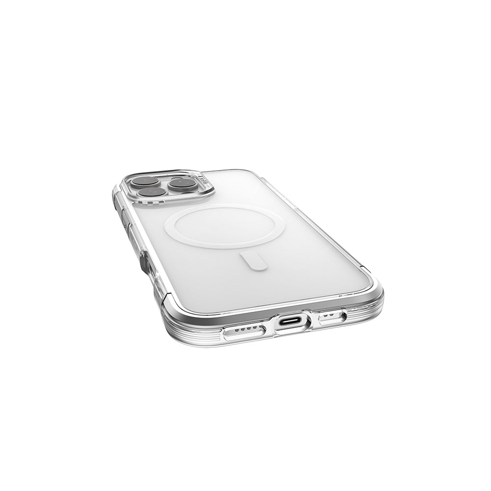 Apple iPhone 16 Pro Case M-safe Charging Feature Raptic Air Series Airbag Design Metal Corner Transparent Cover Silver