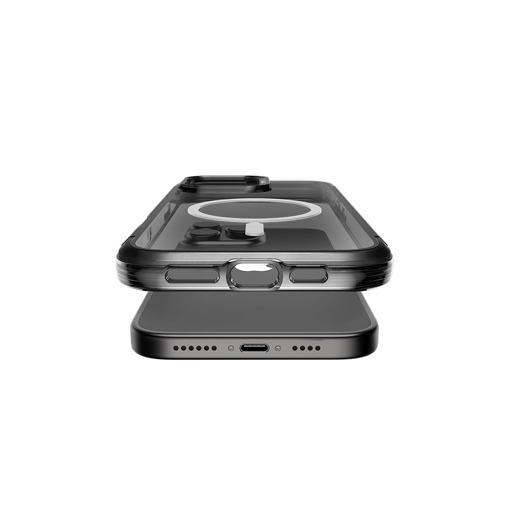 Apple iPhone 16 Pro Case M-safe Charging Feature Raptic Air Series Airbag Design Metal Corner Transparent Cover Silver