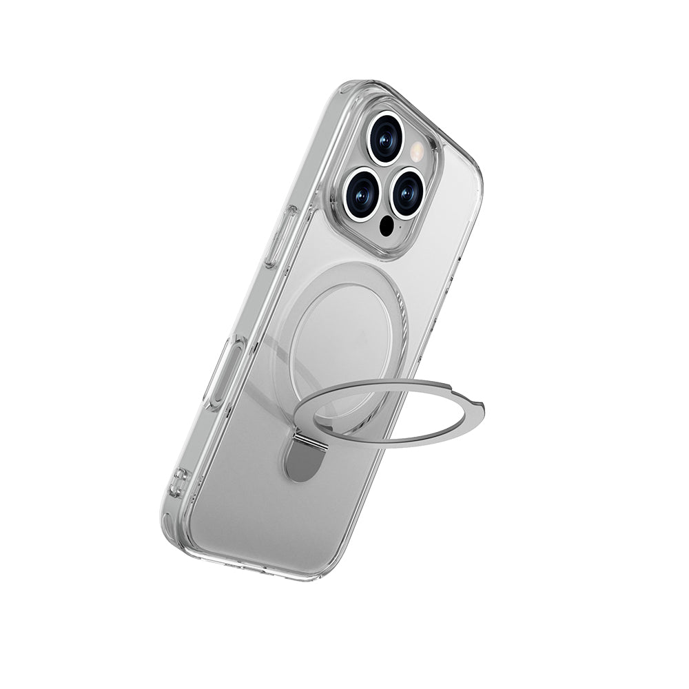 Apple iPhone 16 Pro Case M-safe Charging Feature Raptic Air Stand Series Frosted Transparent Design Stand Cover Transparent