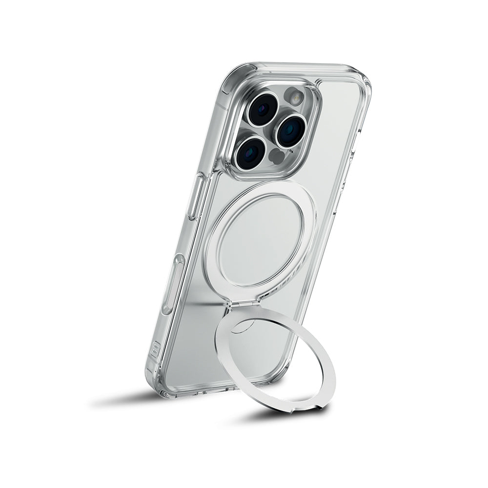 Apple iPhone 16 Pro Case M-safe Charging Feature Raptic Air Stand Series Frosted Transparent Design Stand Cover Transparent