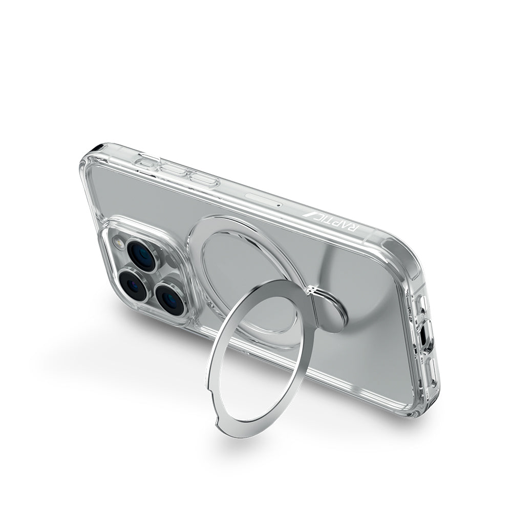 Apple iPhone 16 Pro Case M-safe Charging Feature Raptic Air Stand Series Frosted Transparent Design Stand Cover Transparent