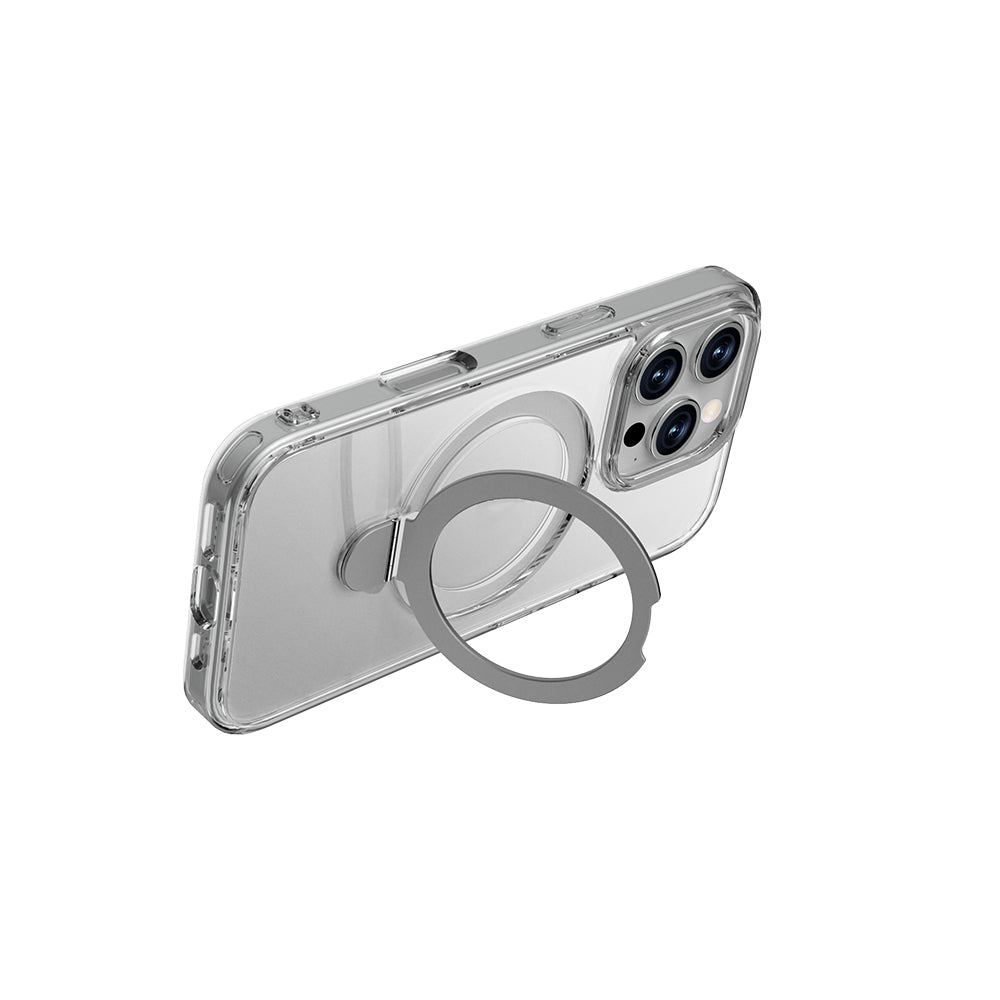 Apple iPhone 16 Pro Case M-safe Charging Feature Raptic Air Stand Series Frosted Transparent Design Stand Cover Transparent