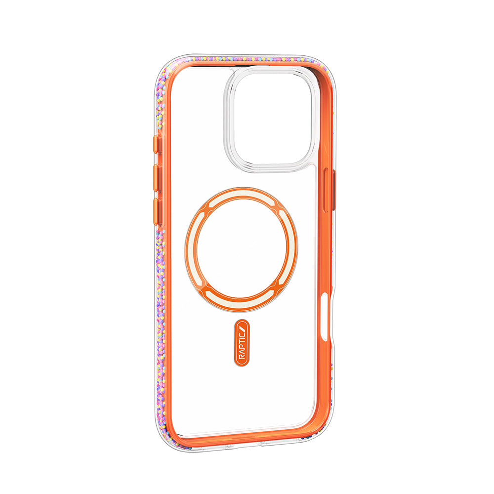 Apple iPhone 16 Pro Case M-Safe Charging Feature Raptic AirJoy Series Beaded Transparent Cover Black-Gray