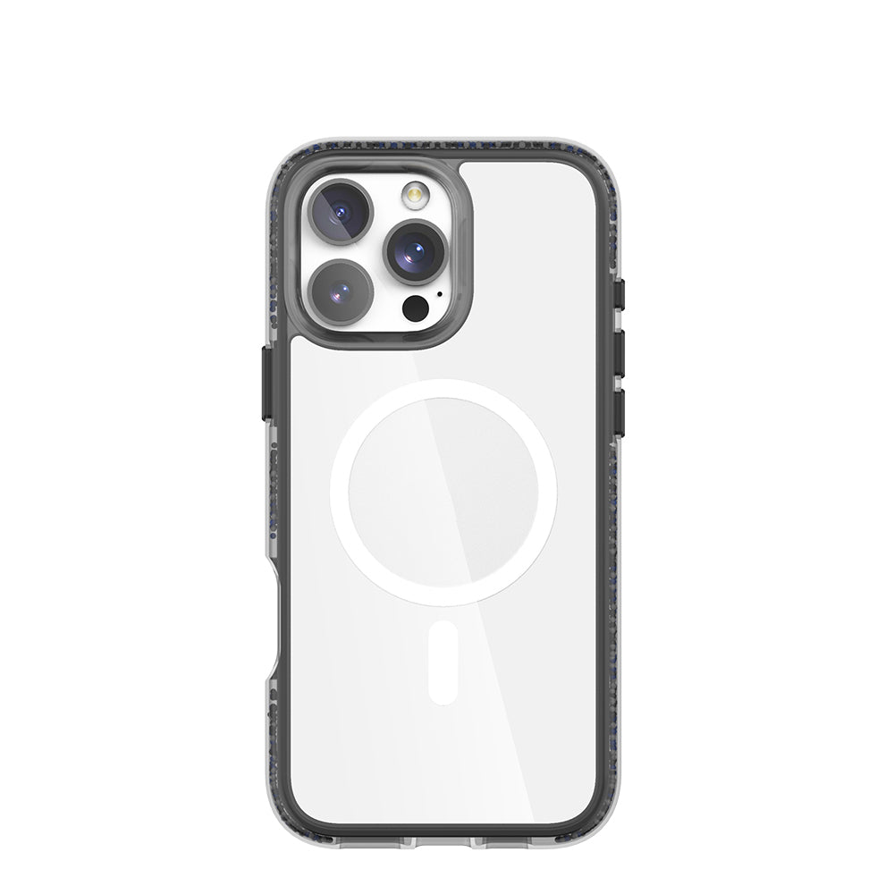 Apple iPhone 16 Pro Case M-Safe Charging Feature Raptic AirJoy Series Beaded Transparent Cover Black-Gray