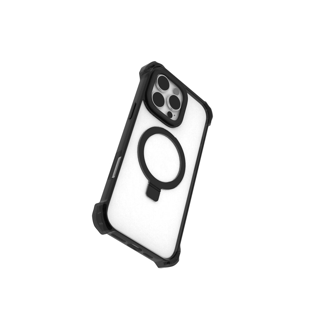 Apple iPhone 16 Pro Kılıf M-safe Şarj Özellikli Raptic Dual Serisi Şeffaf Standlı Kapak Siyah