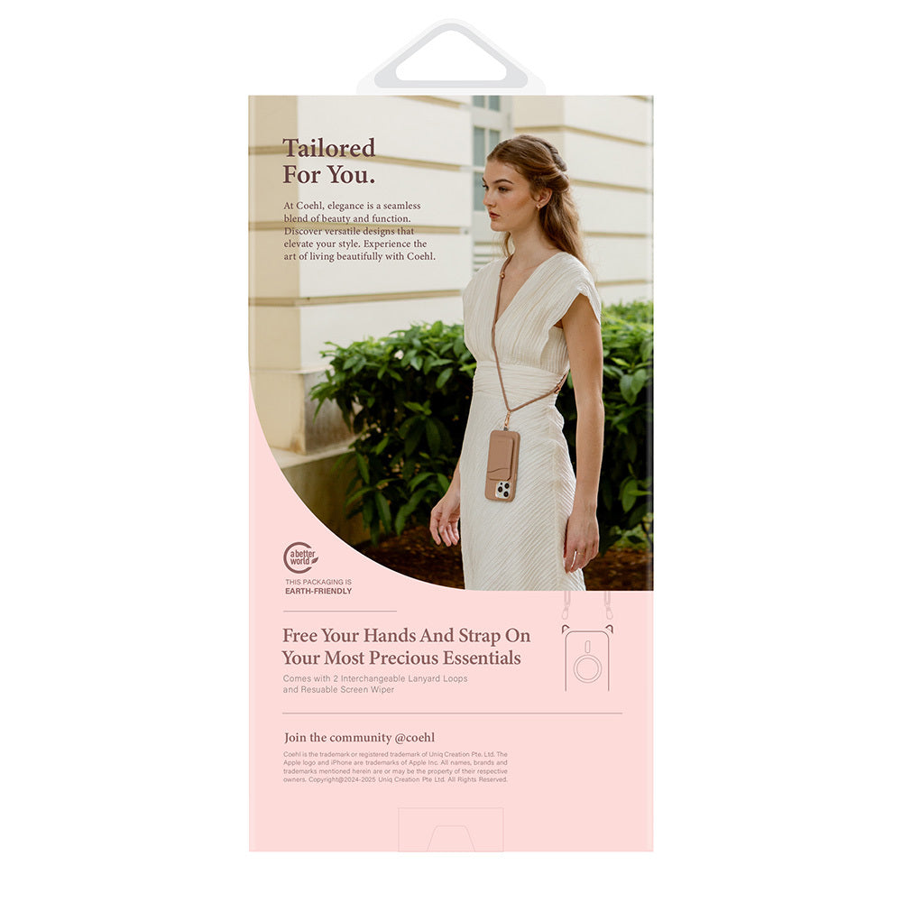 Apple iPhone 16 Pro Kılıf M-safe Şarj Özellikli Simli Arka Yüzey Askı Aparatlı Coehl Lumino Kapak Rose Gold