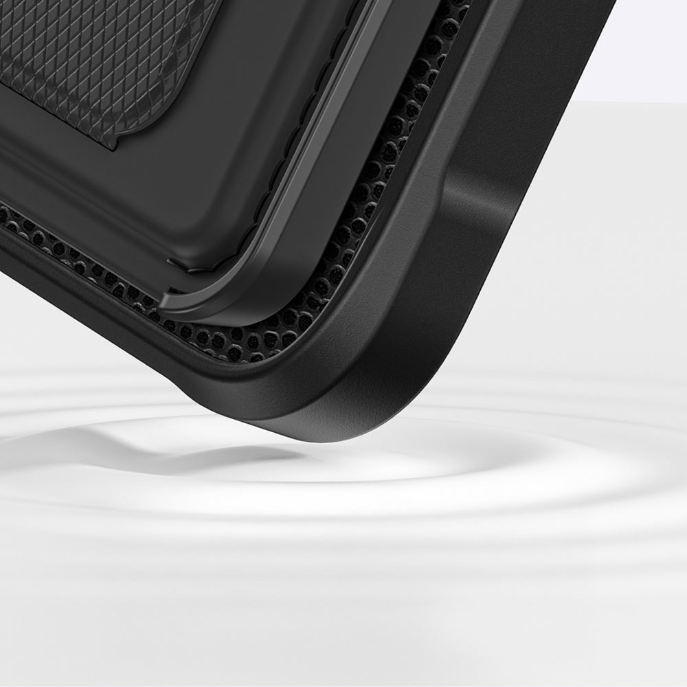 Apple iPhone 16 Pro Case M-safe Charging Stand Card Holder Set Amazingthing Glamour Luxe Series Cover Black