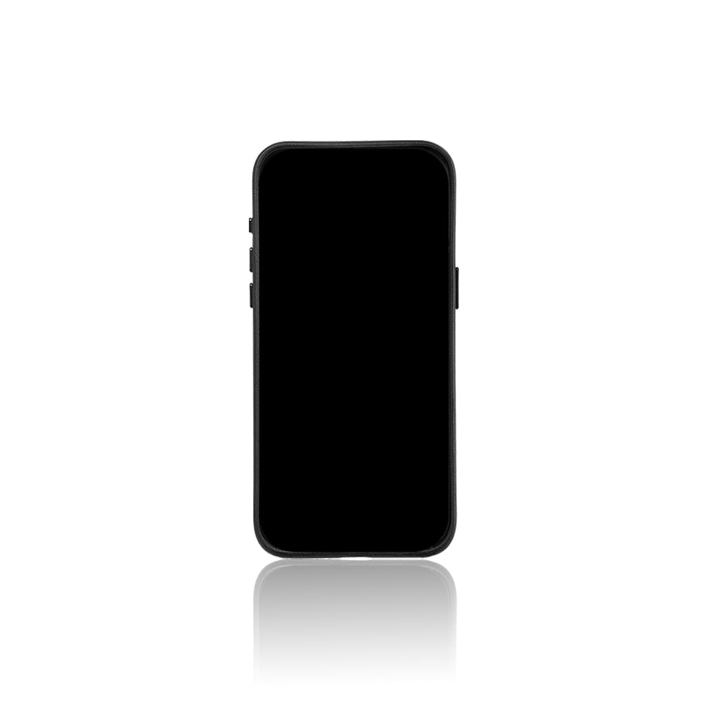 Apple iPhone 16 Pro Case with M-safe Charging Feature and Stand, Faux Leather Design, Pynana Dancing Circle Series Cover, Black