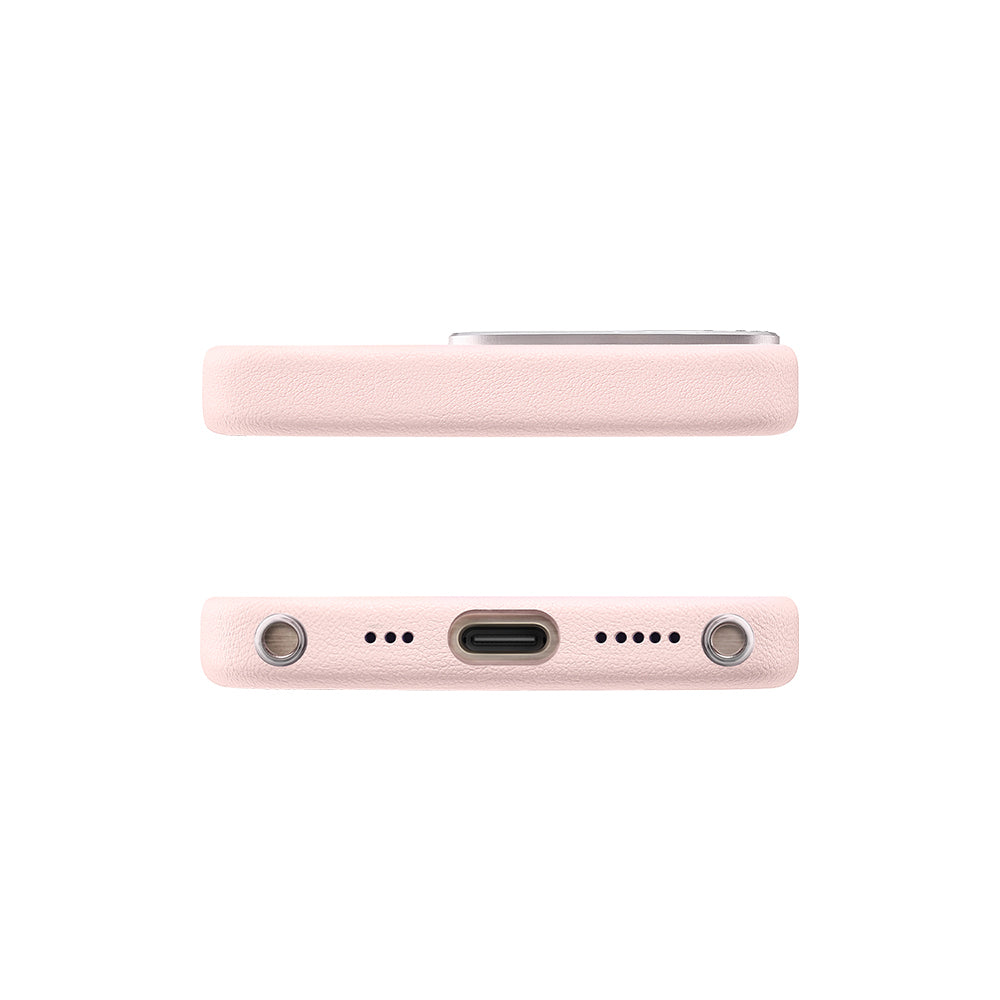 Apple iPhone 16 Pro Case with M-safe Charging Feature, Faux Leather Design, Pynana Starry Series Cover, Pink