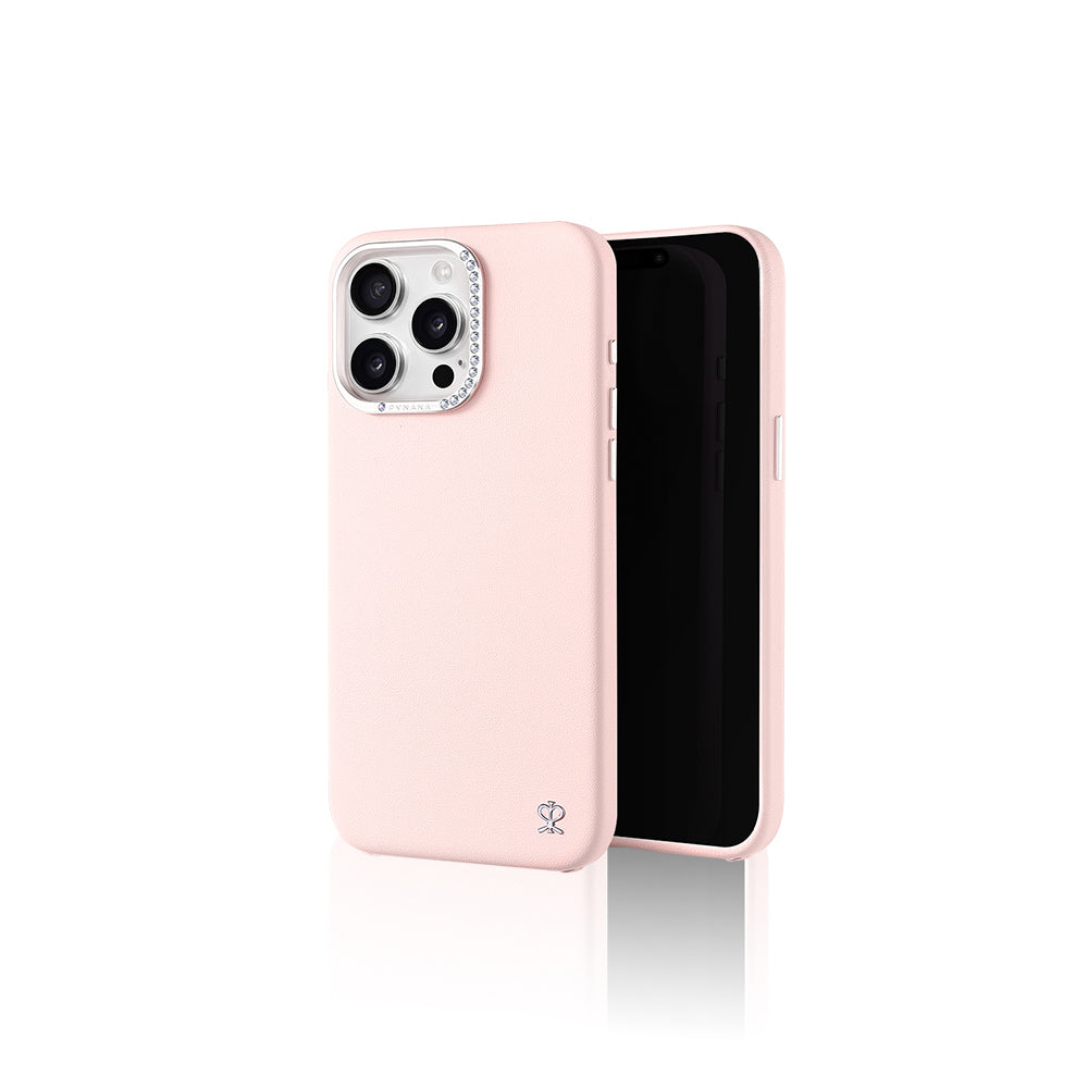 Apple iPhone 16 Pro Case with M-safe Charging Feature, Faux Leather Design, Pynana Starry Series Cover, White