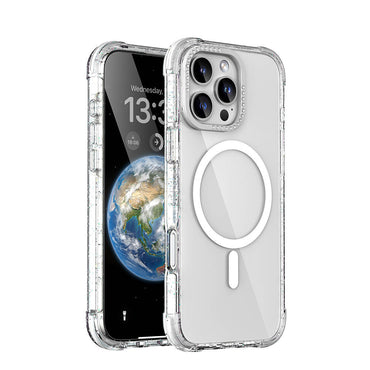 Apple iPhone 16 Pro Kılıf M-safe Şarj Özellikli Taşlı ve Simli Tasarım Mutural Blink Kapak