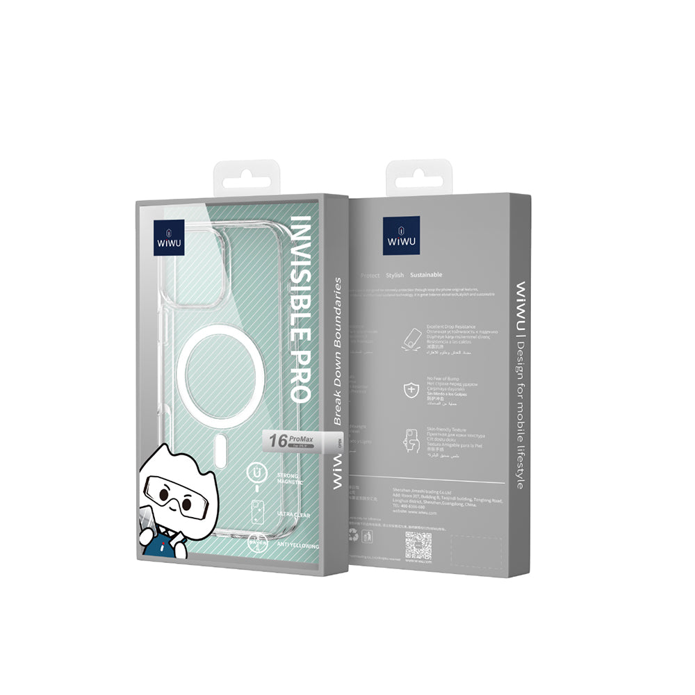 Apple iPhone 16 Pro Case M-safe Charging Feature Wiwu YXK-207 Invisible Pro Hard PC Cover Transparent