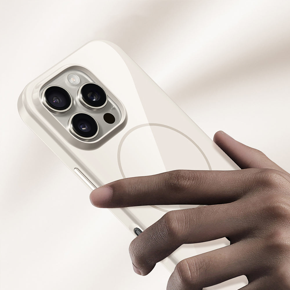 Apple iPhone 16 Pro Kılıf M-safe Şarj Özellikli Wlons Frego Kapak Krem