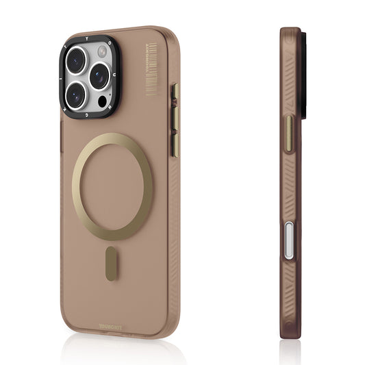 Apple iPhone 16 Pro Kılıf M-safe Şarj Özellikli Youngkit Hidden Sand Serisi Kapak Gold