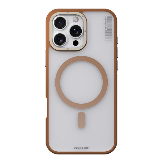 Apple iPhone 16 Pro Kılıf M-safe Şarj Özellikli Youngkit Rock Sand Serisi Kapak Gold