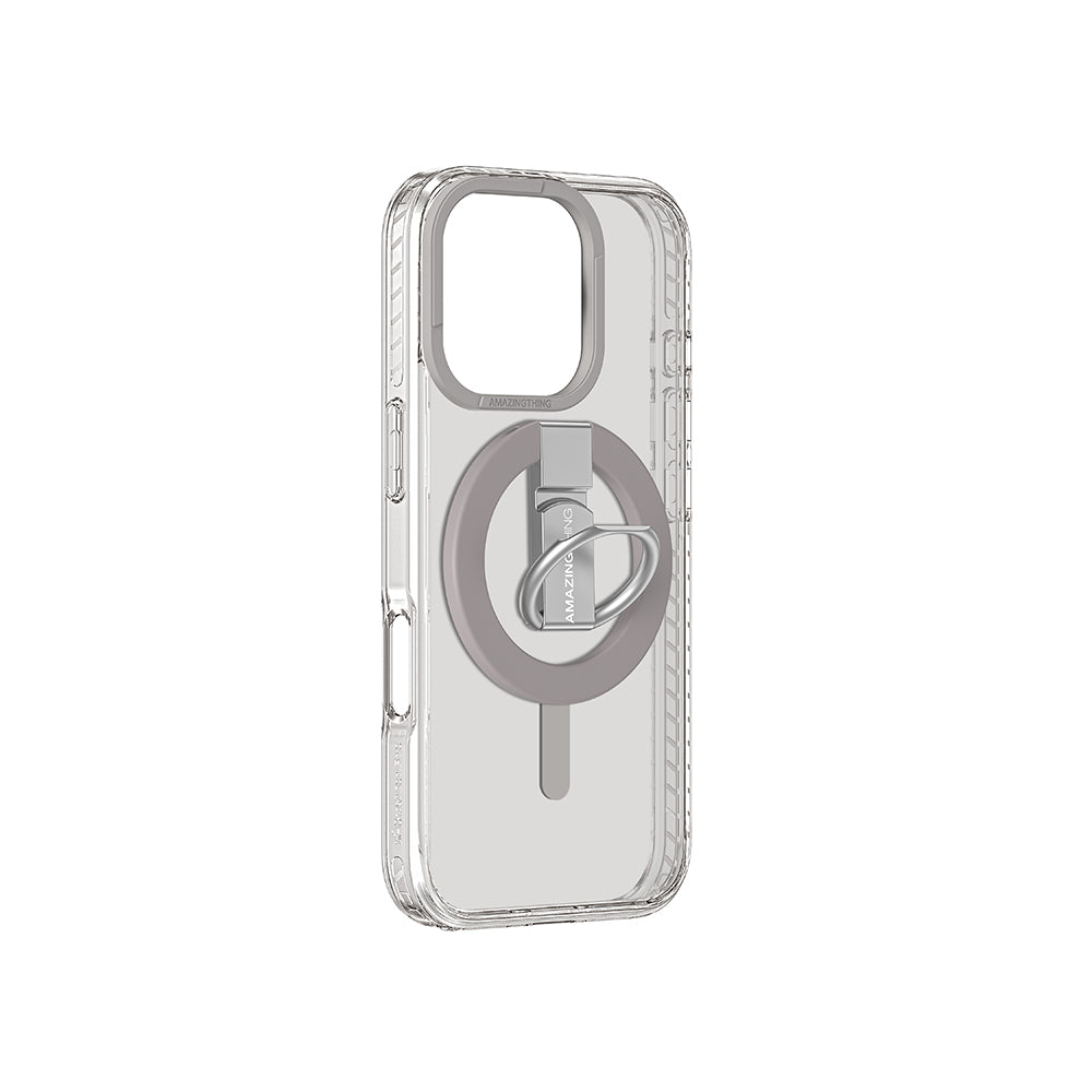 Apple iPhone 16 Pro Case with M-safe Charging Feature and Ring Stand, Amazingthing Titan Pro Series Cover Rose Gold