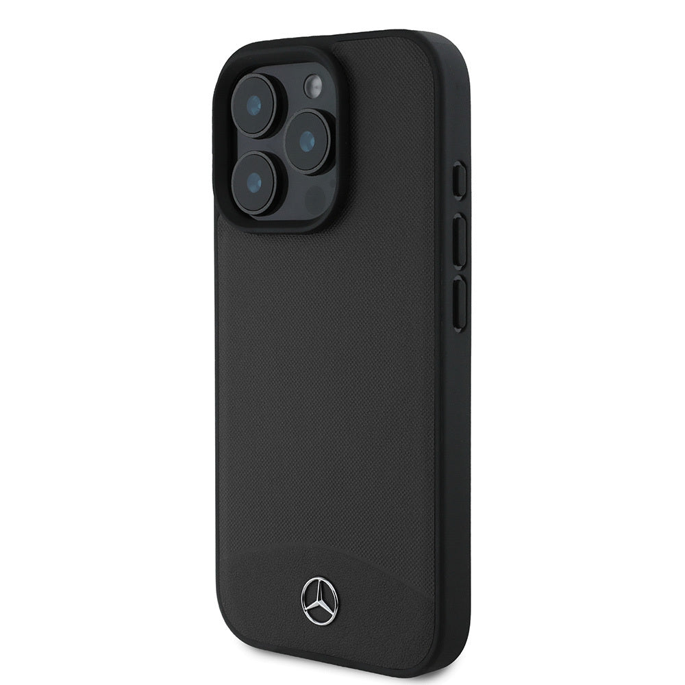 Apple iPhone 16 Pro Case Mercedes Benz Original Licensed M-Safe Charging Feature Textured and Plain Leather Cover Beige