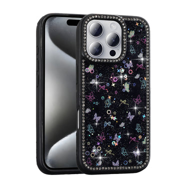 Apple iPhone 16 Pro Kılıf Taşlı ve Simli Tasarım Zore Azra Kapak