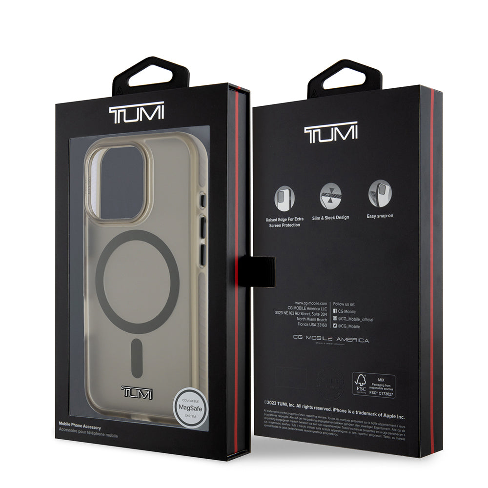 Apple iPhone 16 Pro Case TUMI Original Licensed M-safe Charging Airbag Frosted Transparent Cover Black