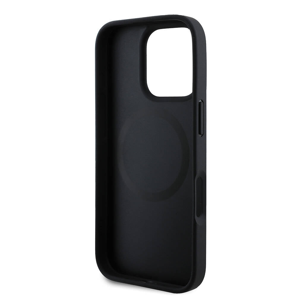 Apple iPhone 16 Pro Case US Polo Assn. Original Licensed M-Safe Charging Feature Circle and Double Horse Logo Leather Cover Black
