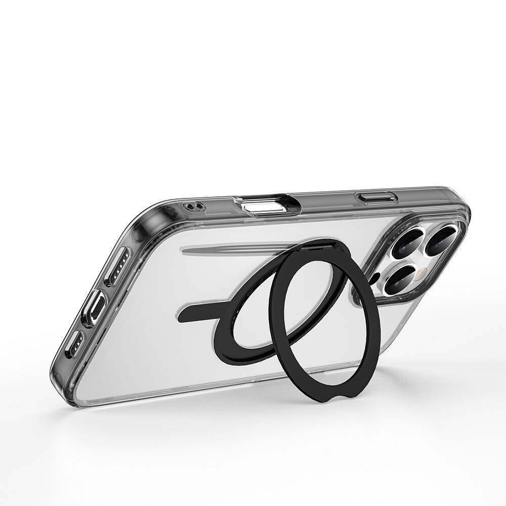 Apple iPhone 16 Pro Case Wiwu MCC-201 iShield Ultra Series M-safe Charging Stand Crystal Hard PC Cover Black
