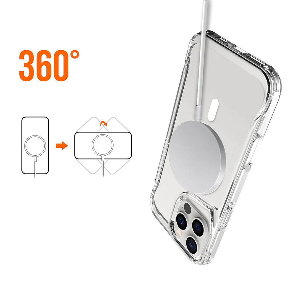 Apple iPhone 16 Pro Case Zore M-safe Charging Feature T-Max M-safe Cover Transparent