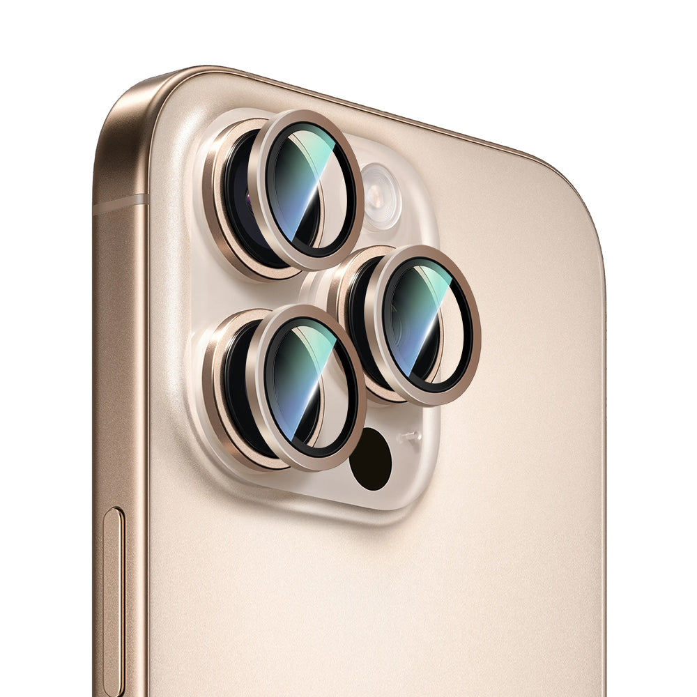 Apple iPhone 16 Pro Max CaseWorld Alloy Two-Color Series Lens Protector Gold
