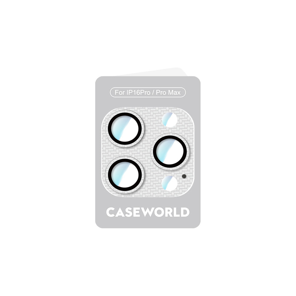Apple iPhone 16 Pro Max CaseWorld Karbon Fiber Serisi Anti Reflective Ultra Clear Full Kamera Lens Koruyucu Gümüş
