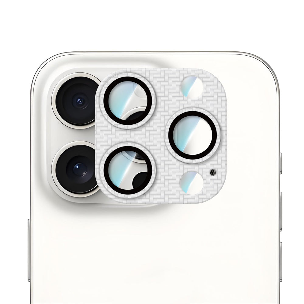Apple iPhone 16 Pro Max CaseWorld Karbon Fiber Serisi Anti Reflective Ultra Clear Full Kamera Lens Koruyucu Gümüş