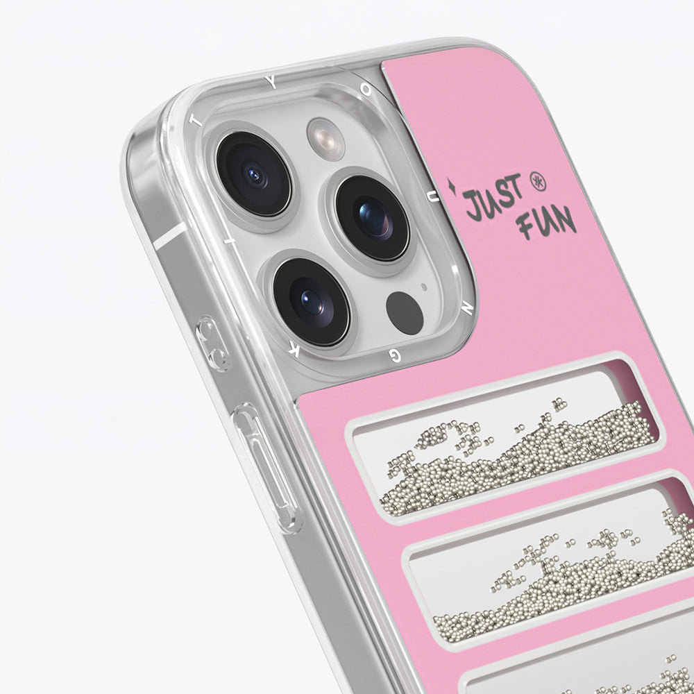 Apple iPhone 16 Pro Max Case Mirrored and Beaded Design Youngkit Jump Series Cover Pink