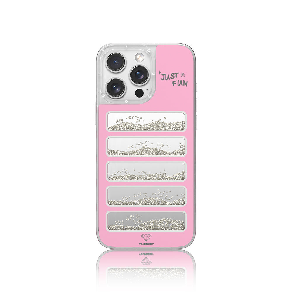 Apple iPhone 16 Pro Max Case Mirrored and Beaded Design Youngkit Jump Series Cover Pink