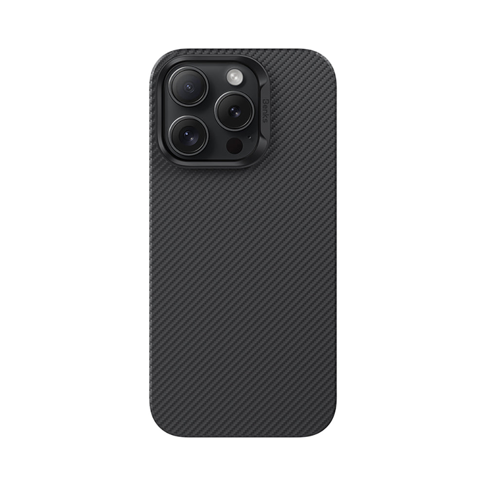Apple iPhone 16 Pro Max Kılıf Benks M-safe Şarj Özellikli Metal Kamera Çerçeveli Magnetik ArmorAir 600D Kevlar Fiber Kapak Siyah