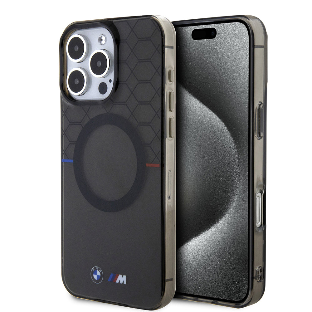 Apple iPhone 16 Pro Max Kılıf BMW Magsafe Şarj Özellikli Transparan M Dizayn Orjinal Lisanslı Kapak Gri