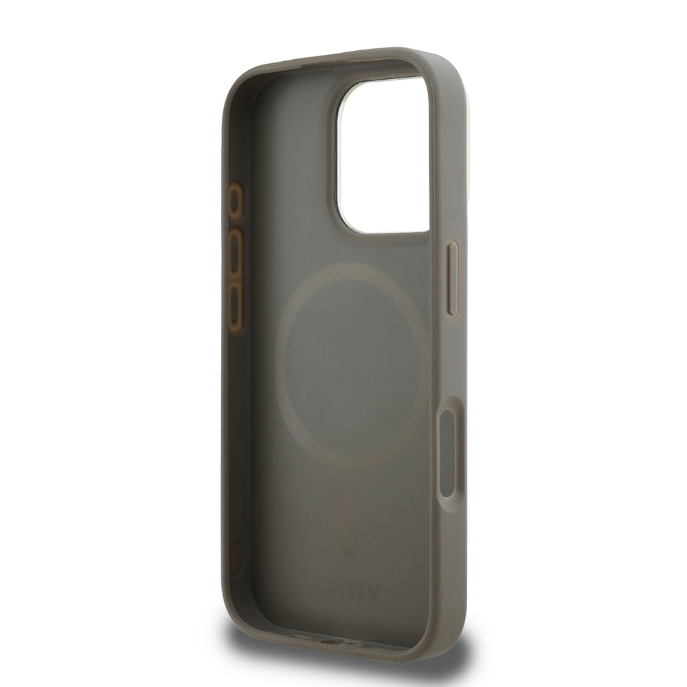 Apple iPhone 16 Pro Max Kılıf DKNY Orjinal Lisanslı M-safe Şarj Özellikli 3D Yazılı Checkered Pattern Kapak Siyah