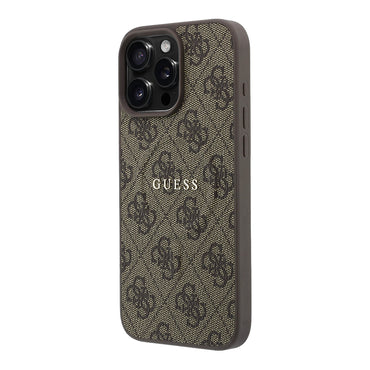 Apple iPhone 16 Pro Max Kılıf Guess Orjinal Lisanslı M-safe Kabartmalı 4G Desenli Yazı Logolu Kapak